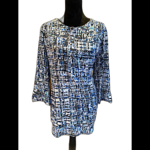 Croft & Barrow Blouse  Plus Size ? 1X or 2X Blue Black Pattern Casual  Top - Picture 1 of 10